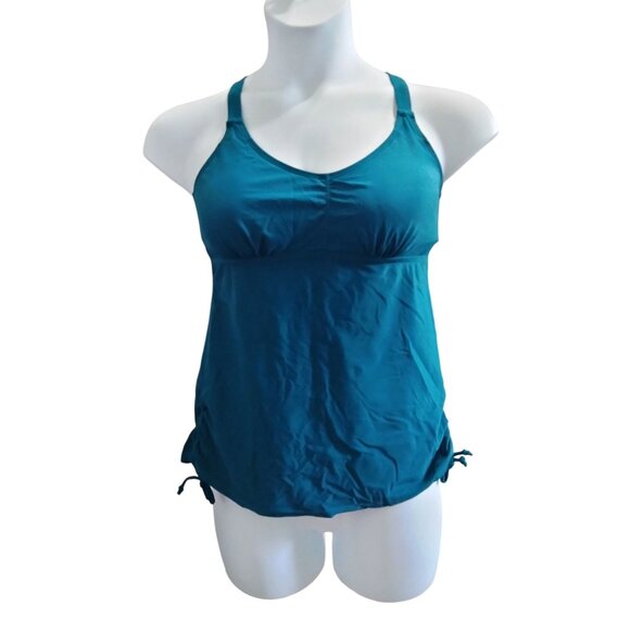 Tempt Me Size Medium 2-Piece Tankini V-Neck Ruched Top High-Waisted Boyshorts - Picture 3 of 11